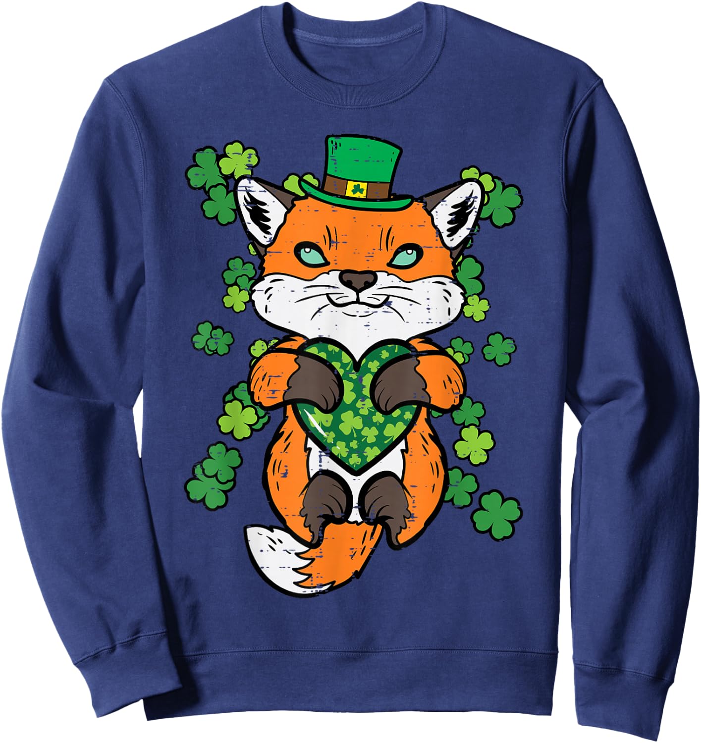St Patricks Day Fox Saint Pattys Paddys Irish Women Kids Men Sweatshirt - Sweatshirt | Navy