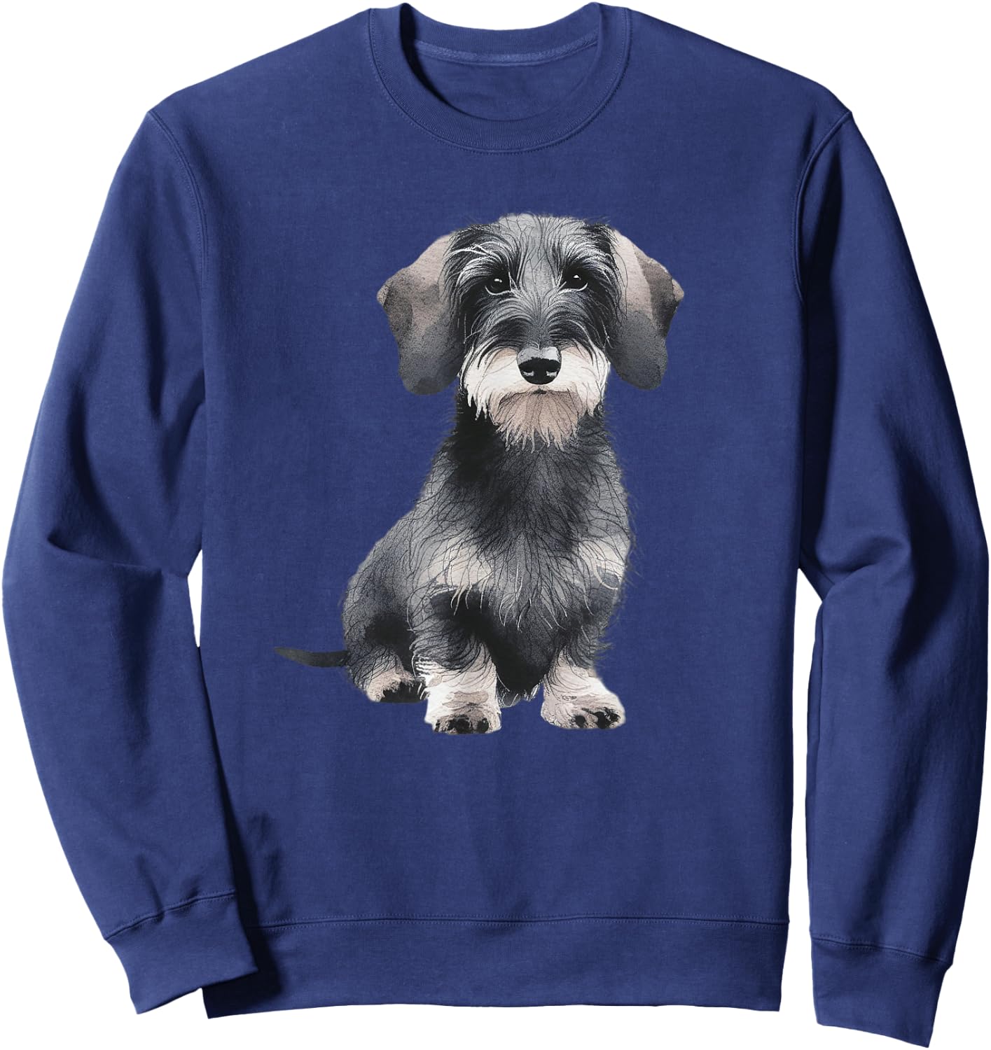 Wirehaired Dachshund Sitting Dog Sweatshirt - Sweatshirt | Navy