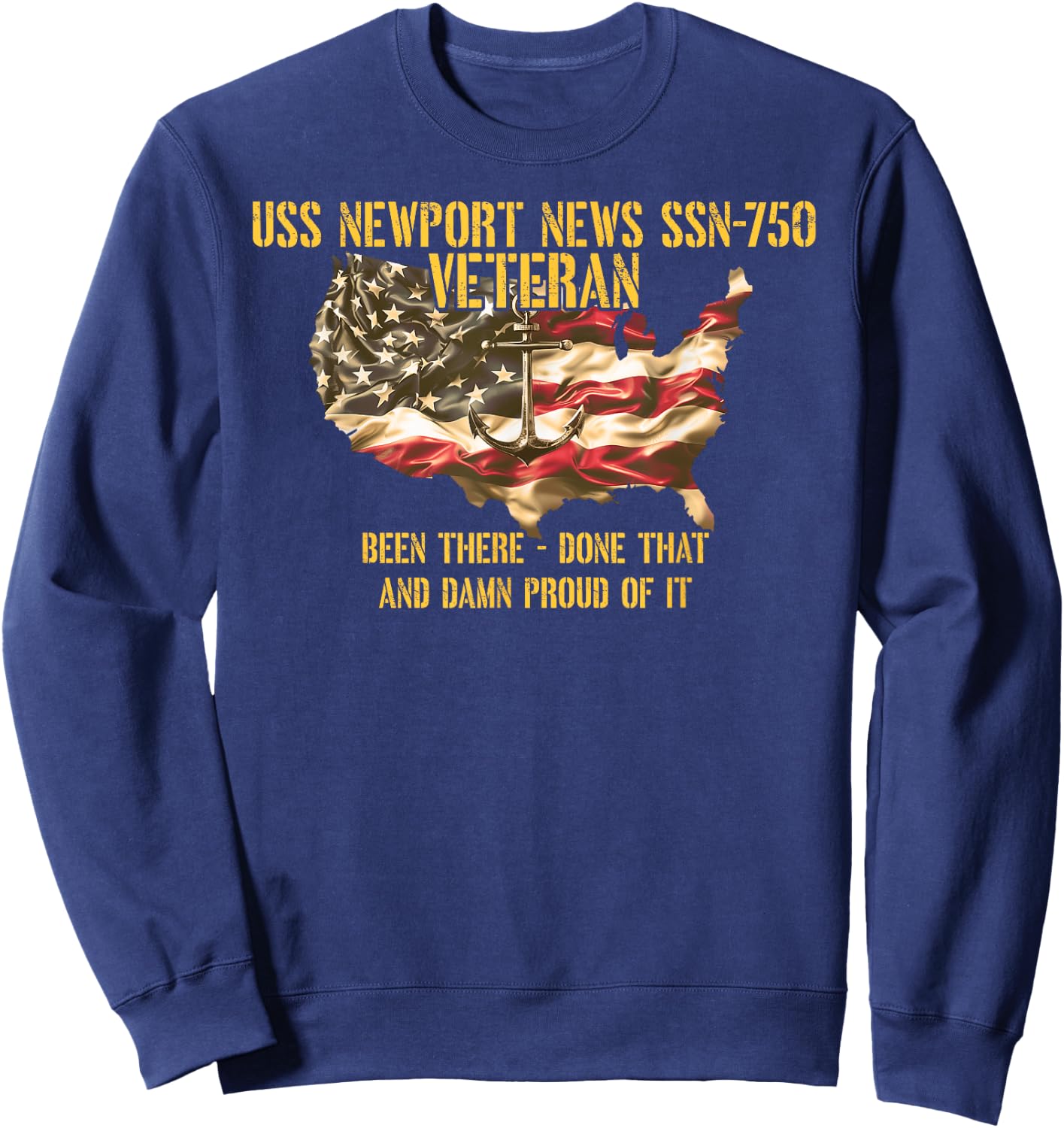 Vintage USS Newport News SSN-750 Attack Submarine Veteran Sweatshirt - Sweatshirt | Navy