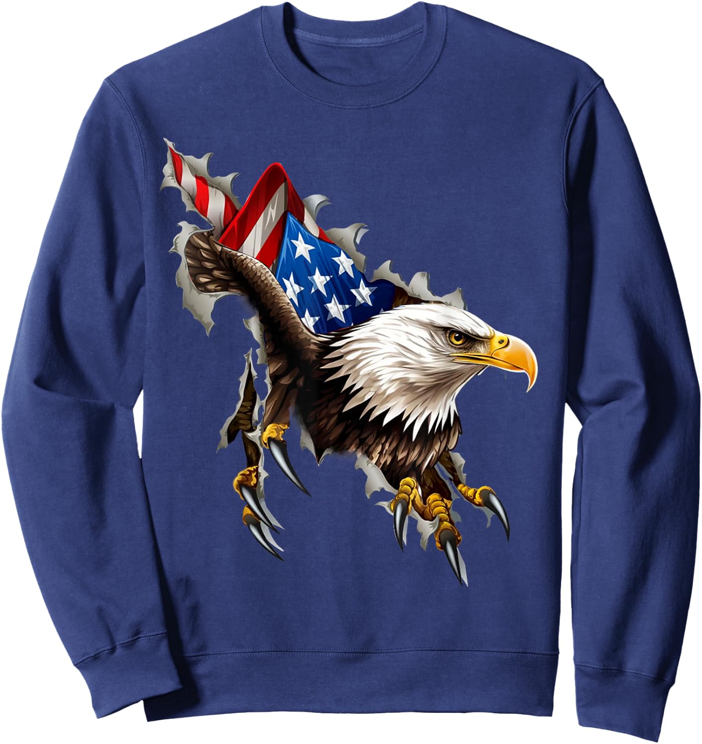 Eagle Flag American USA Patriotic 4th of July Bald Eagle Sweatshirt - Sweatshirt | Navy