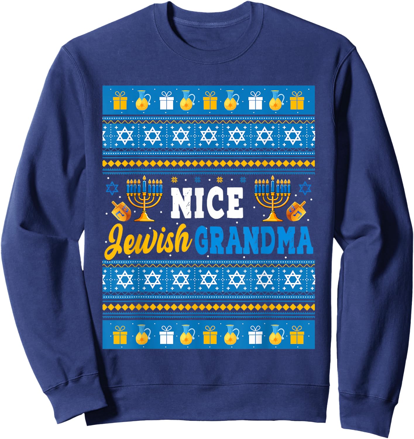 Nice Jewish Grandma Hanukkah Menorah Dreidel Matching Family Sweatshirt - Sweatshirt | Navy