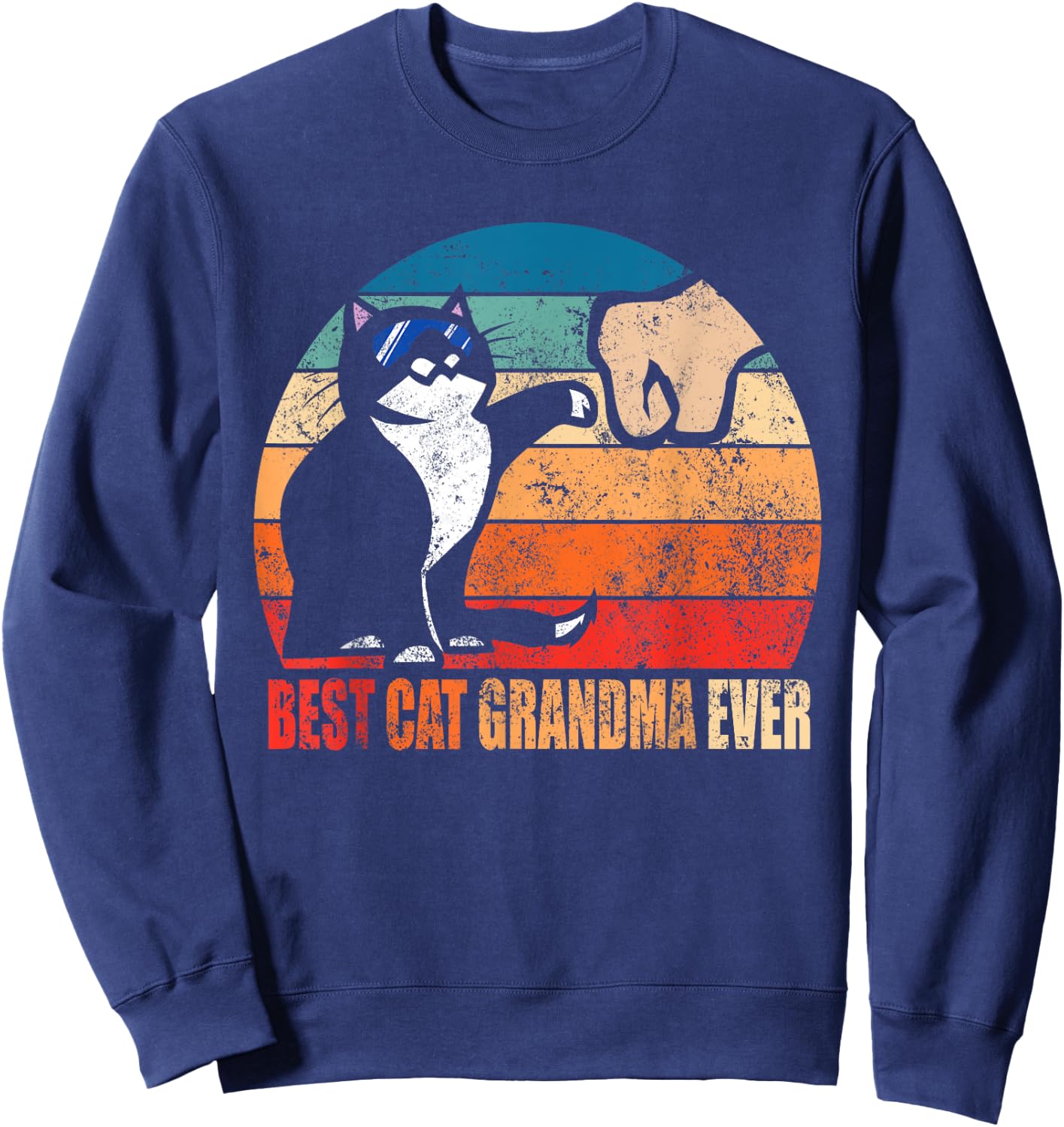 Best Cat Grandma Ever Fist Bump Funny Nana Gift Men Women Sweatshirt - Sweatshirt | Navy