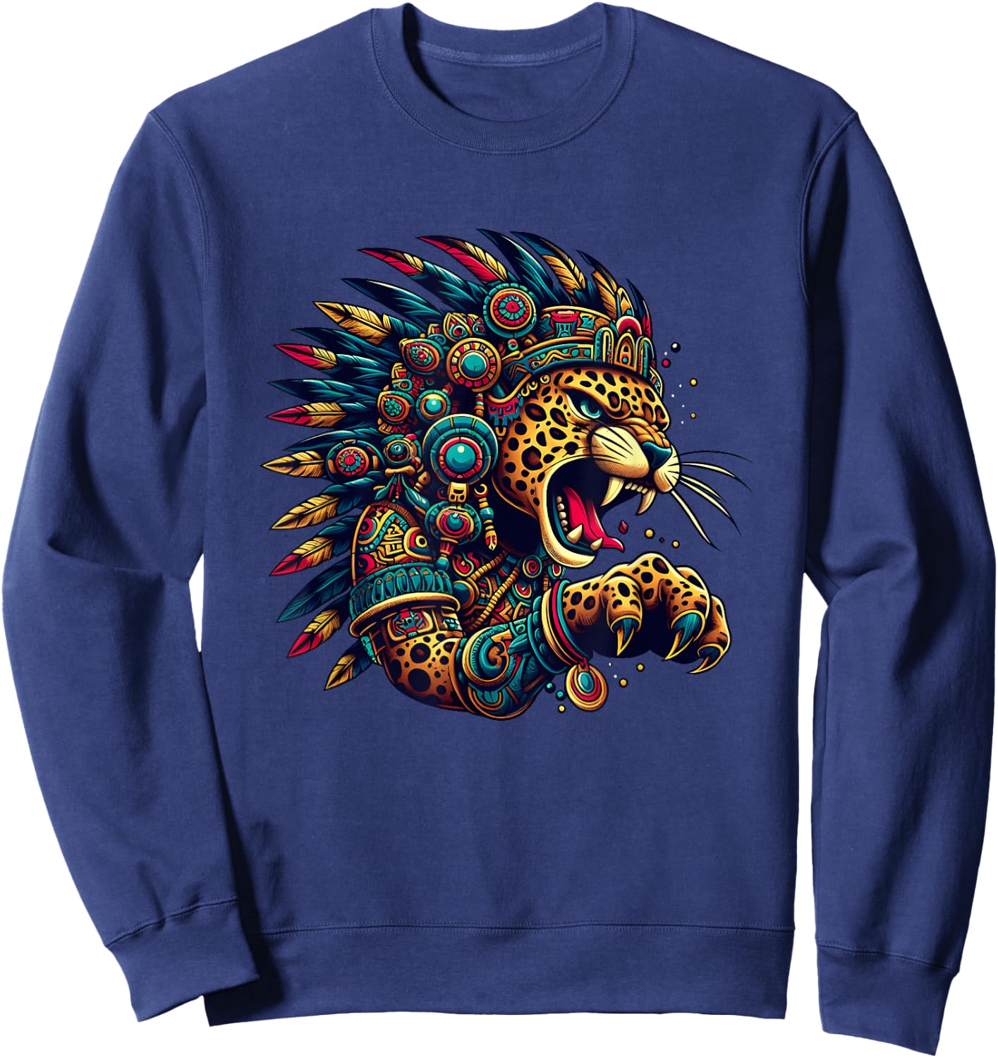Aztec Jaguar Warrior Culture Mayan Indigenous Mythology Sweatshirt - Sweatshirt | Navy