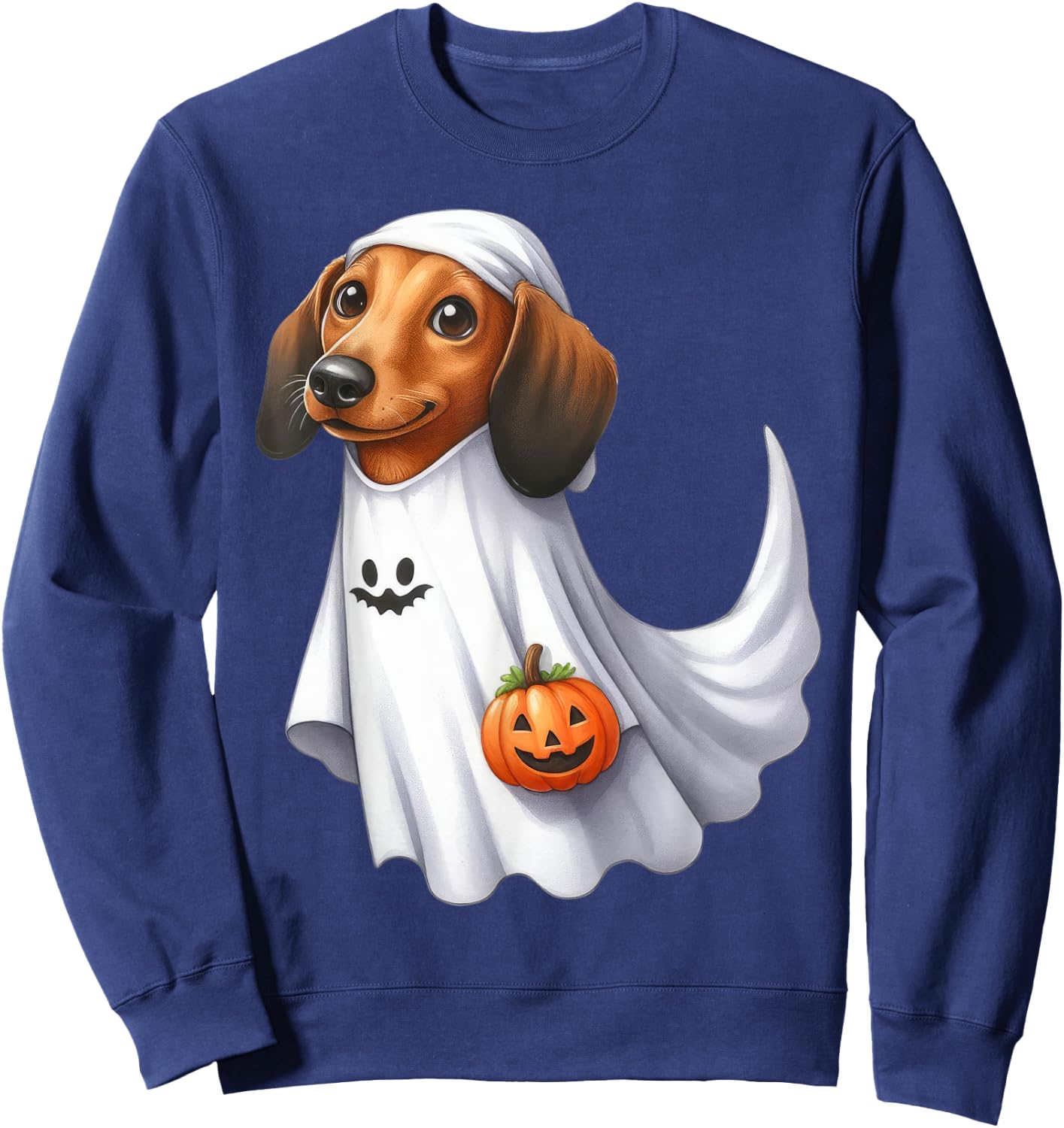 Dachshund Dog Halloween Costume Party Ghost Weiner Dog Men Women Kids Sweatshirt - Sweatshirt | Navy