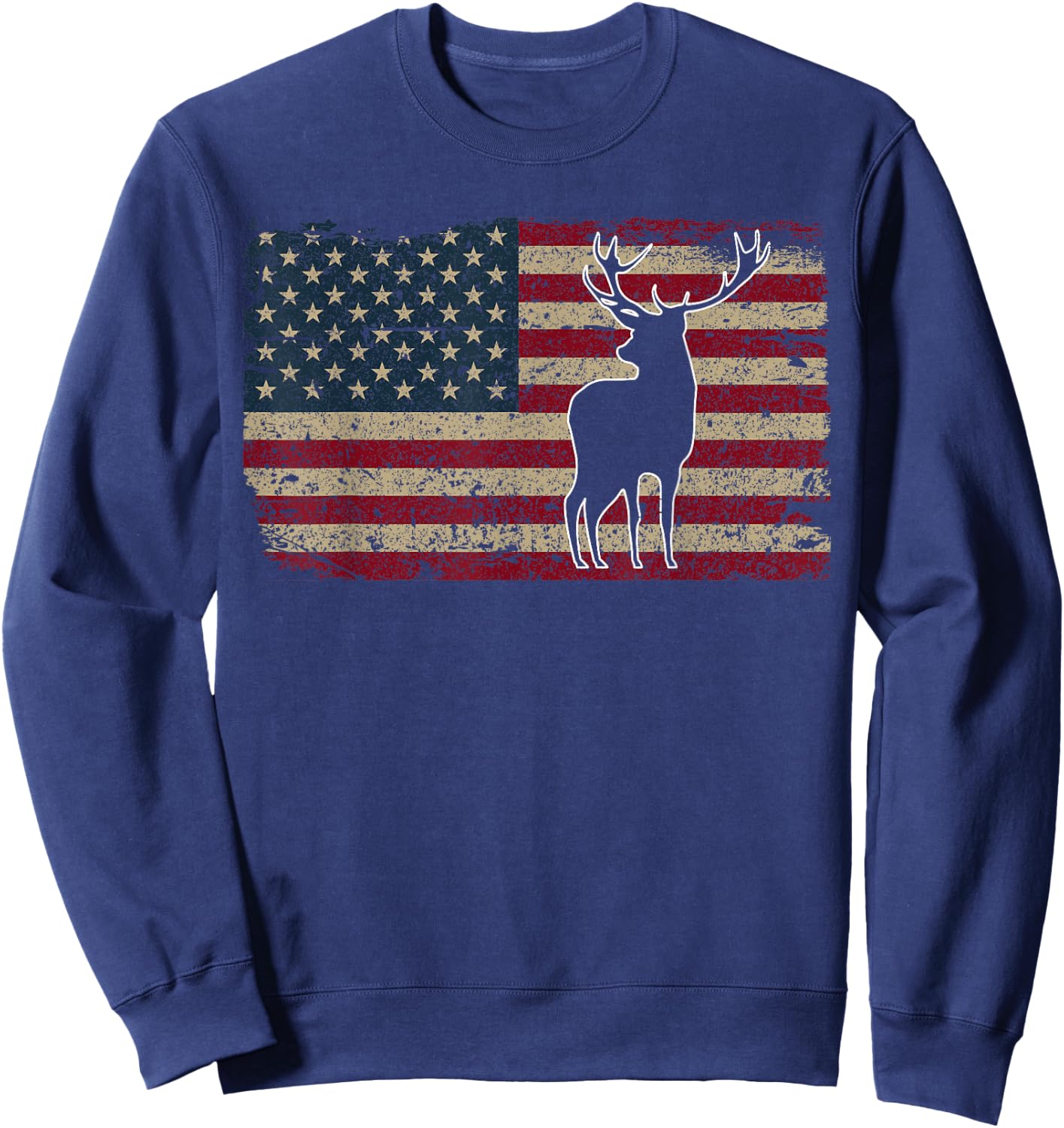 Deer Hunting American Flag I Proud Hunter Gift Men Sweatshirt - Sweatshirt | Navy