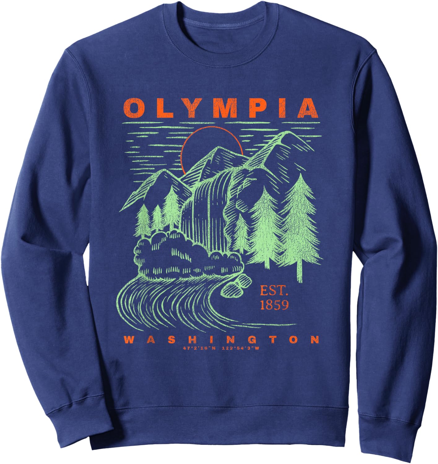 Olympia Washington Cool Travel Souvenir Rustic Olympia Sweatshirt - Sweatshirt | Navy