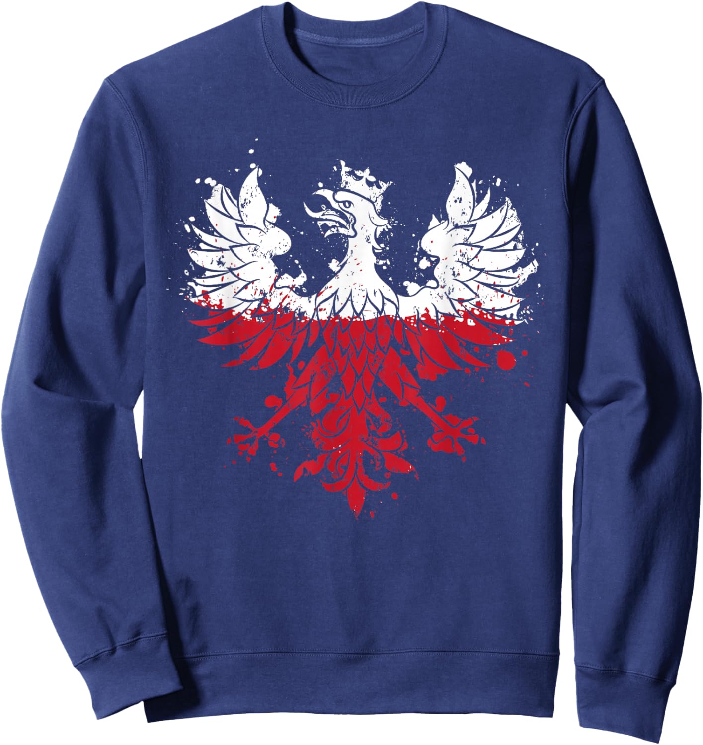 POLISH Eagle, Poland Pride, White Red Flag, Novelty Sweatshirt - Sweatshirt | Navy