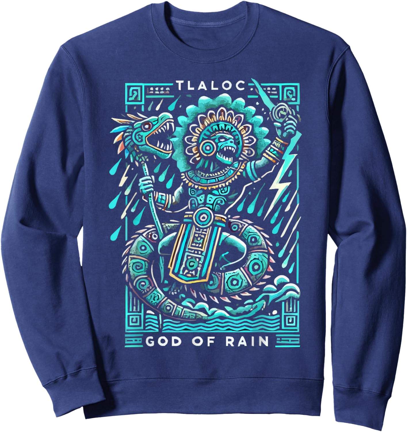 Aztec God Aztec Culture Mayan Indigenous Tlaloc Statue Sweatshirt - Sweatshirt | Navy