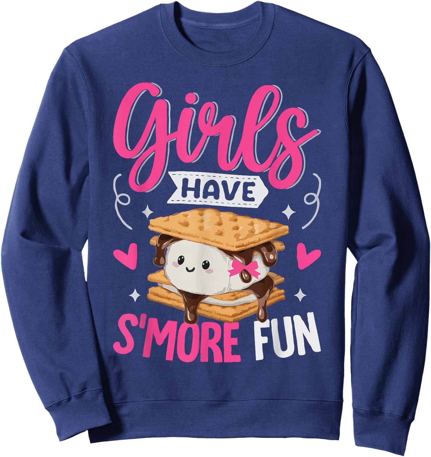 Camping Smores Girls have S'more Fun Cute Kawaii Smores Sweatshirt - Sweatshirt | Navy