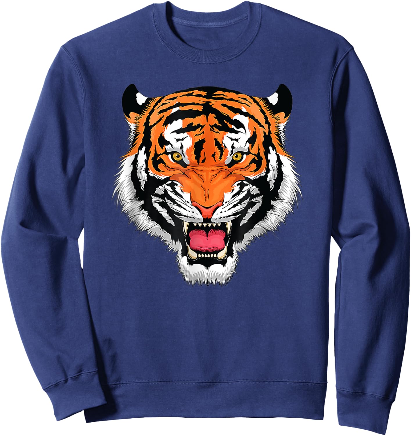 Growling Bengal Tiger Fearless Face Sweatshirt - Sweatshirt | Navy