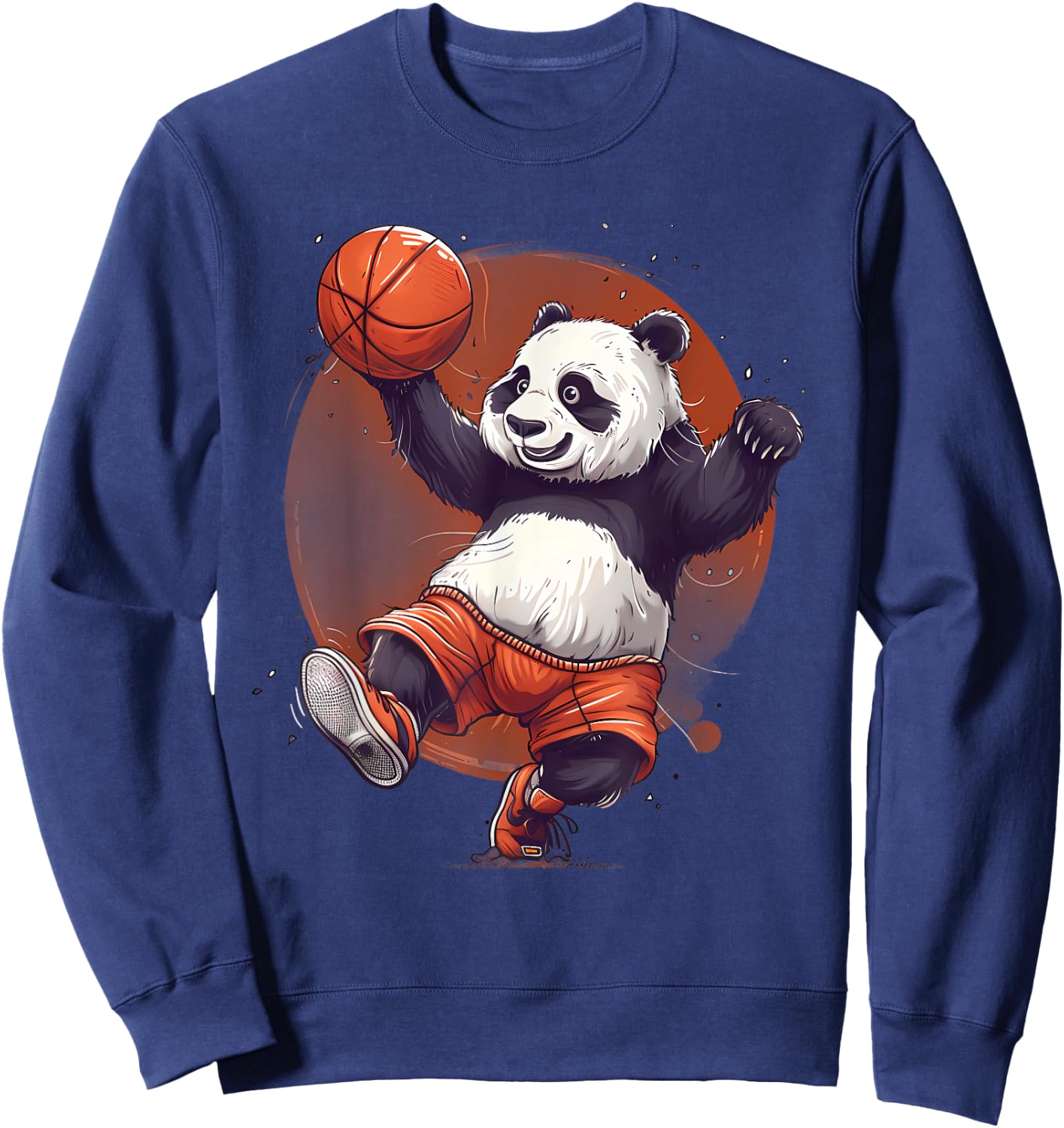 Basketball Bear Panda Basketball Hoop Drawing Animal Art Sweatshirt - Sweatshirt | Navy