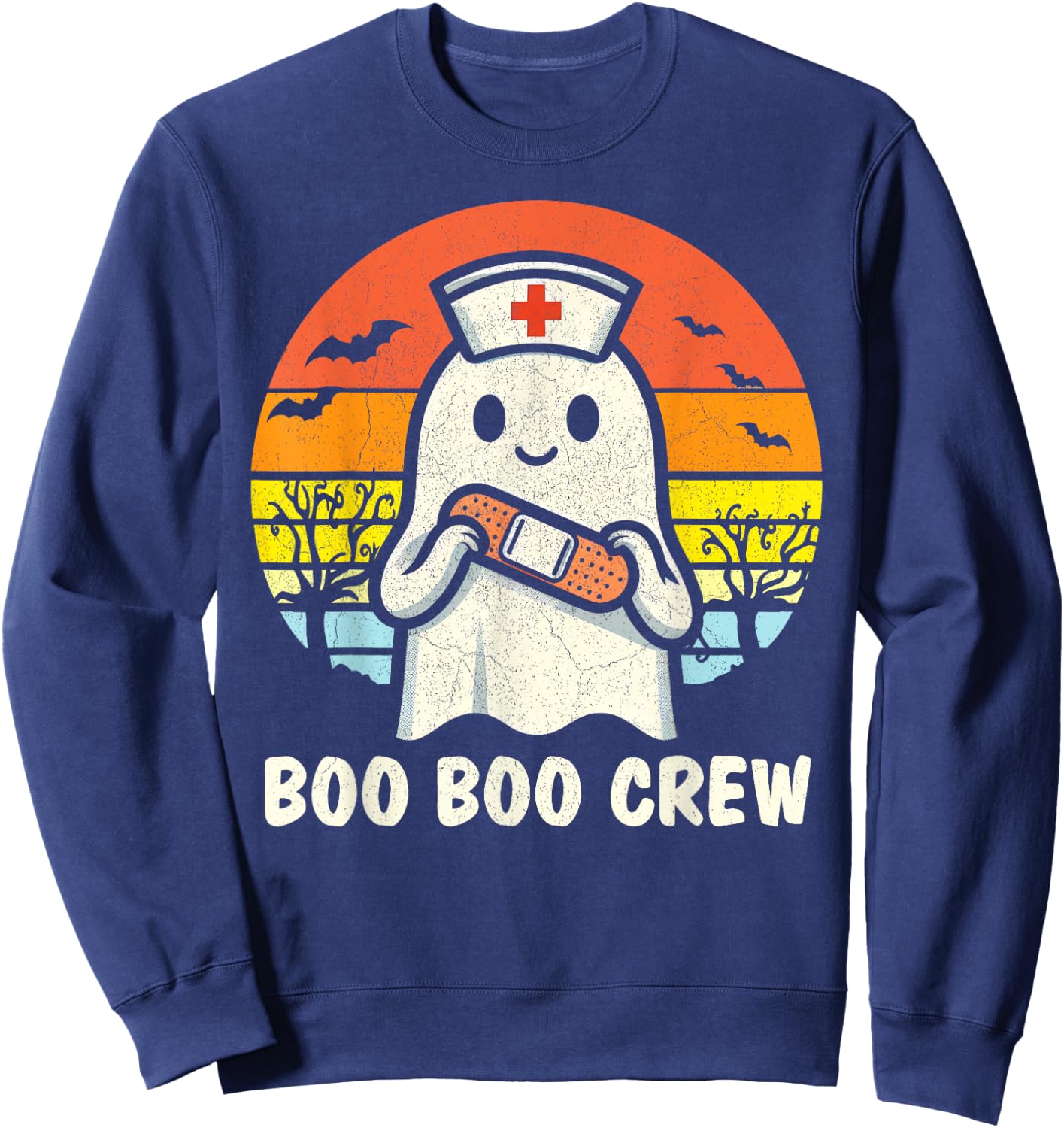 Boo Boo Crew Halloween Nurse Shirts Women Ghost Halloween Sweatshirt - Sweatshirt | Navy