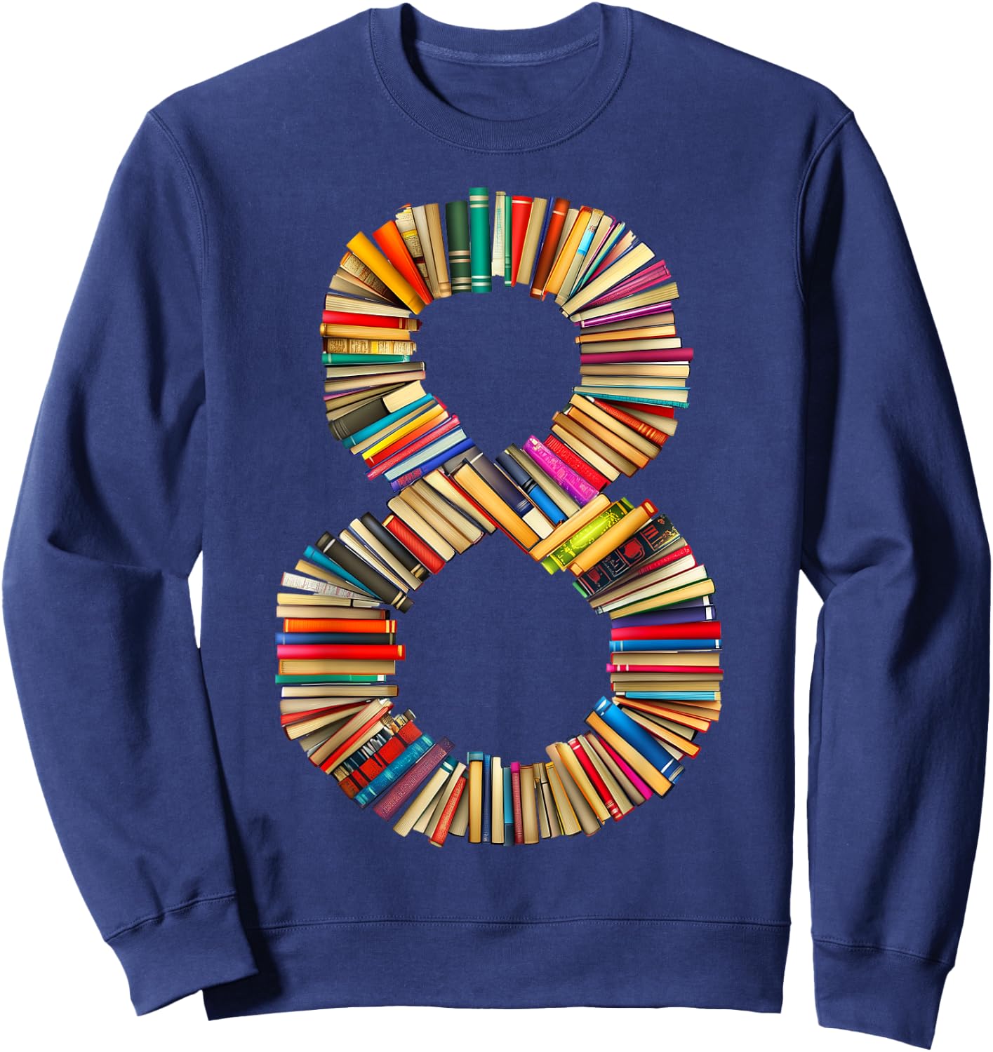 Fun 8th Birthday Books Themed 8 Years Old Boys Kids Girls Sweatshirt - Sweatshirt | Navy