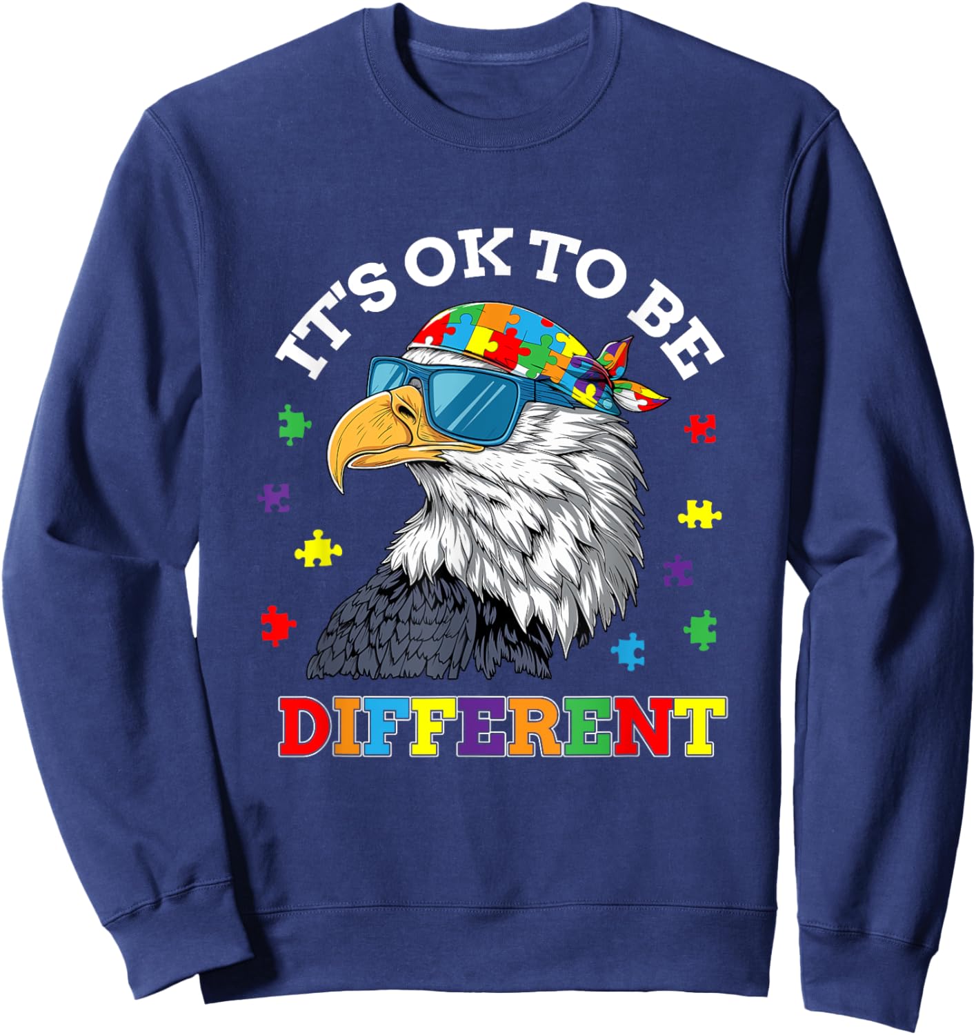 OK to Be Different Autism Awareness Eagle Sweatshirt - Sweatshirt | Navy