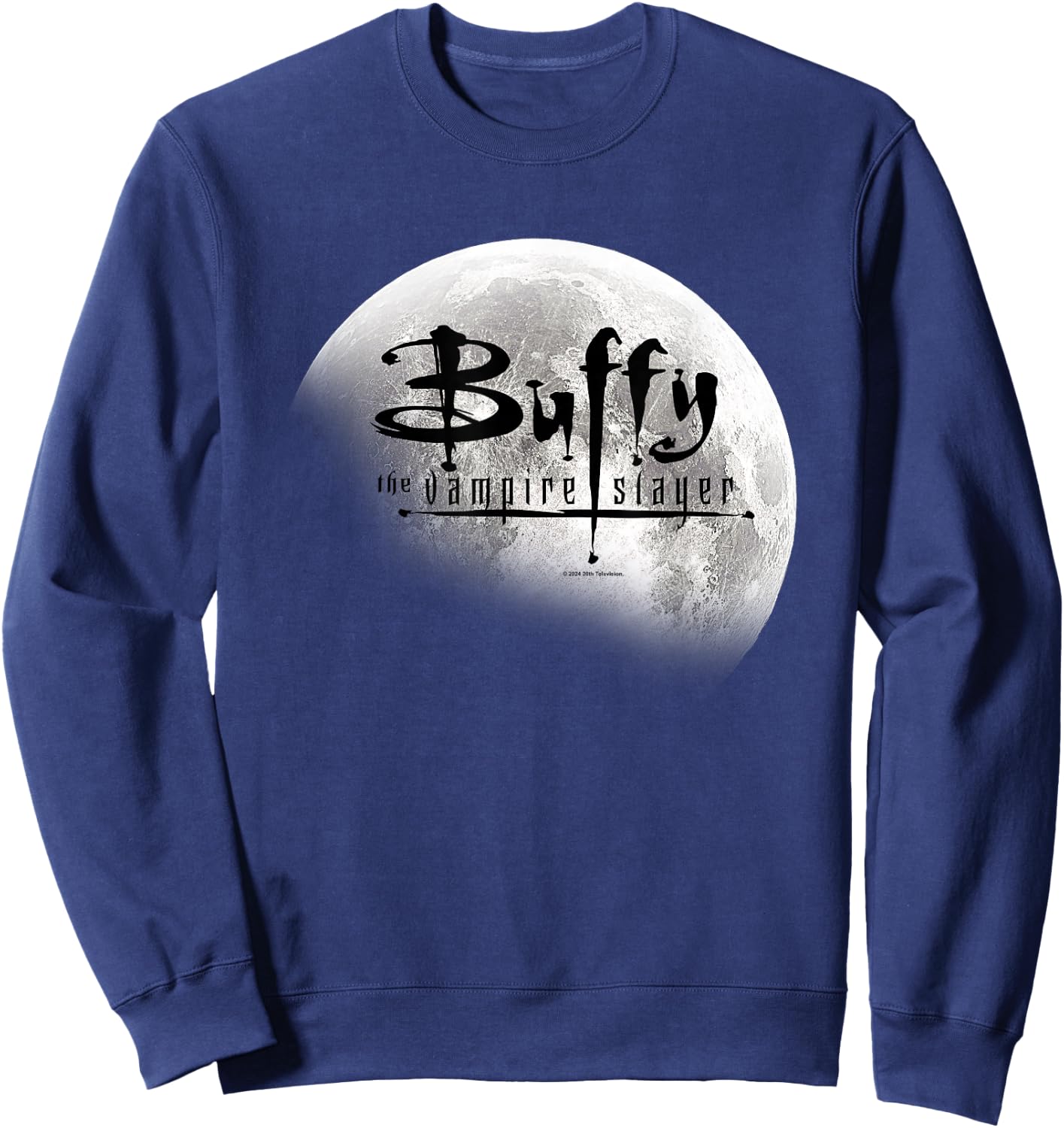Buffy The Vampire Slayer Distressed Full Moon Title Logo Sweatshirt - Sweatshirt | Navy
