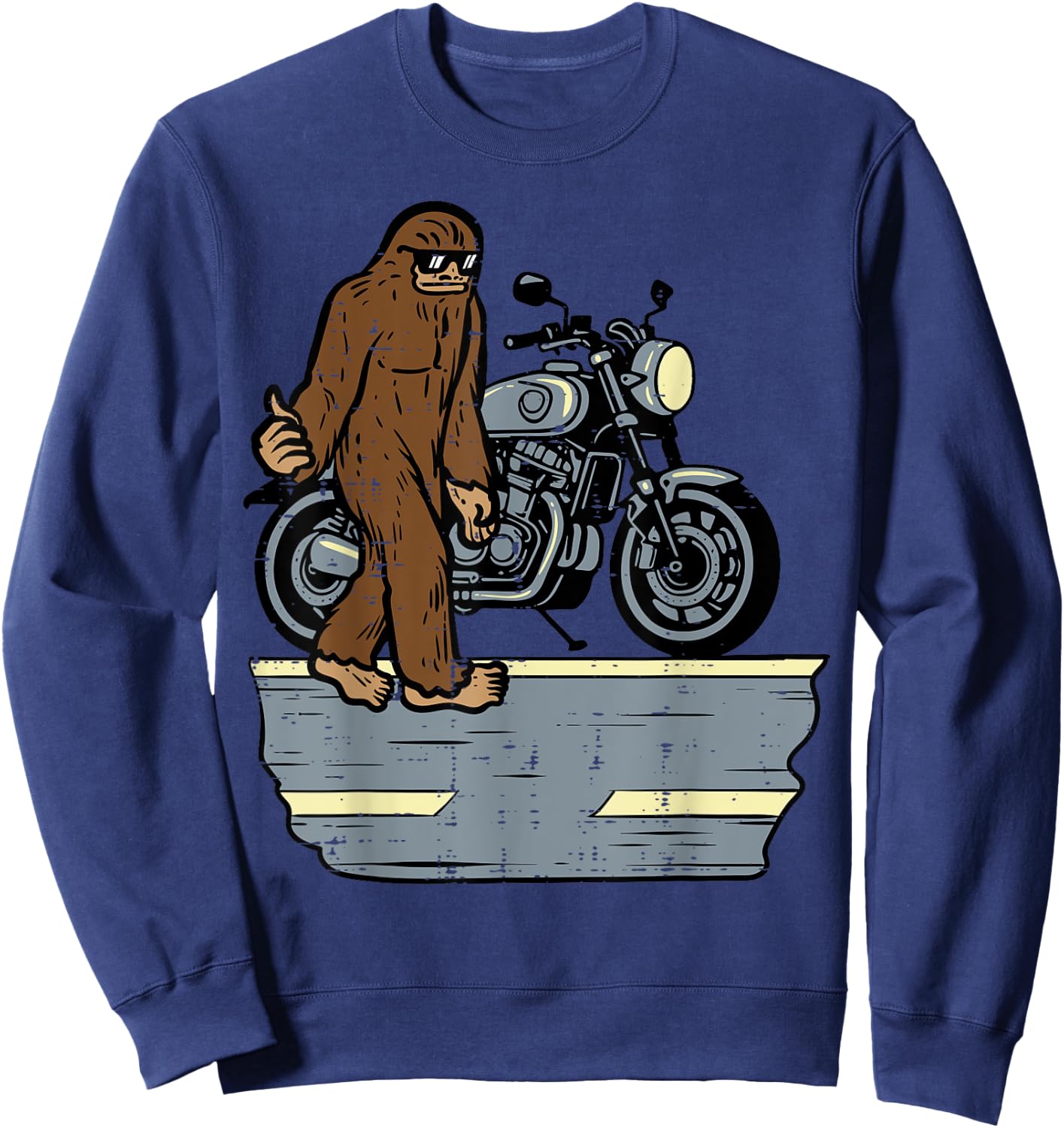 Biker Bigfoot Sasquatch Motorcycle Motorbike Men Kids Women Sweatshirt - Sweatshirt | Navy