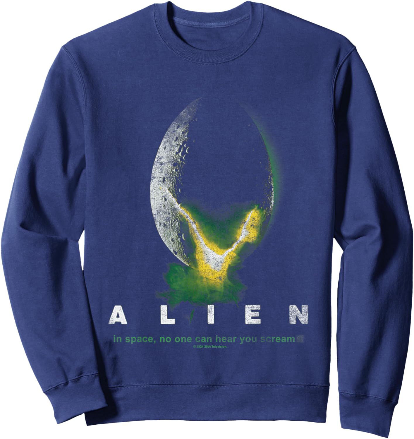 Aliens In Space No One Can Hear You Scream Distressed Logo Sweatshirt - Sweatshirt | Navy
