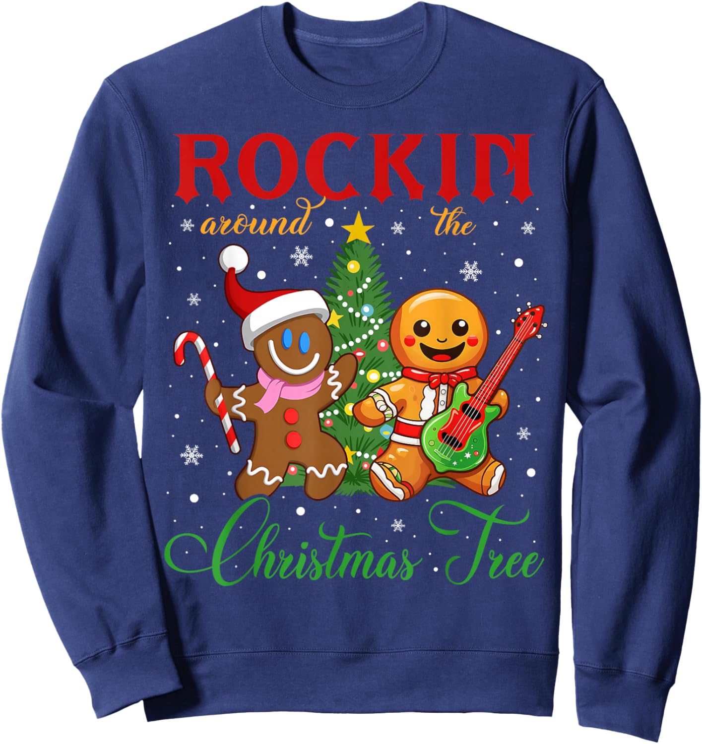 Rocking Around The Christmas Tree Gingerbread Rock & Roll Sweatshirt - Sweatshirt | Navy