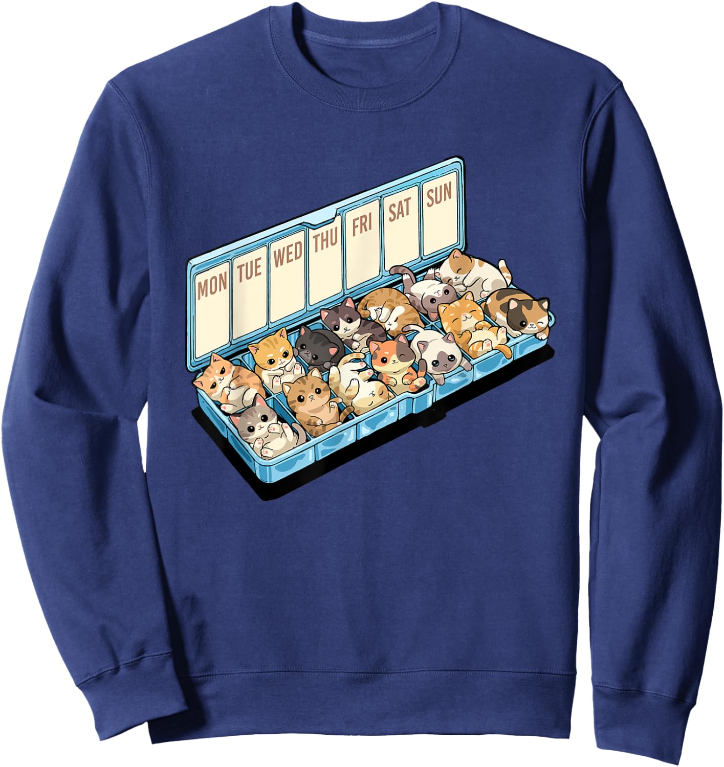Cats Happiness Medicine Cute Cat Lovers Design Men Women Kids Sweatshirt - Sweatshirt | Navy