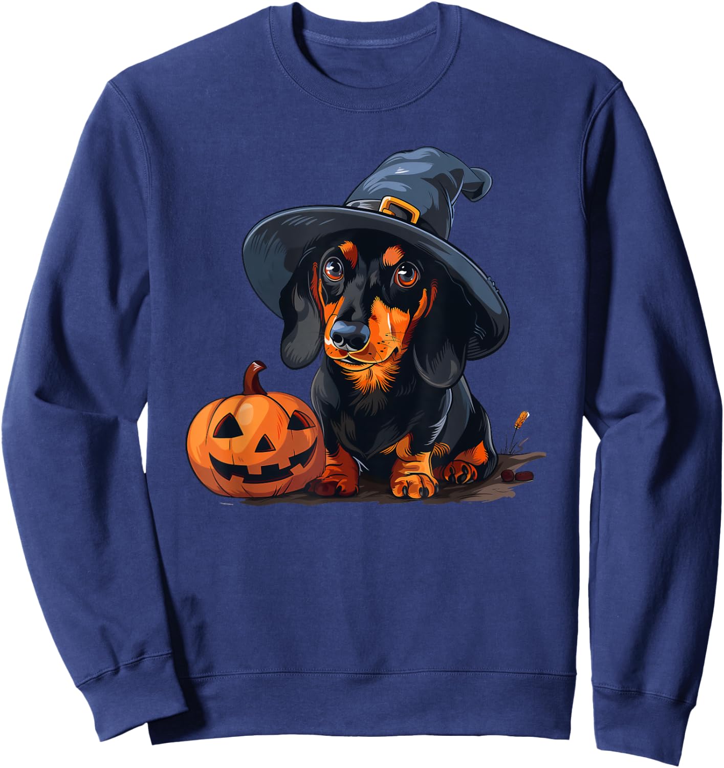 Cute Halloween Costume Dachshund Witch Dog Lover Design Sweatshirt - Sweatshirt | Navy
