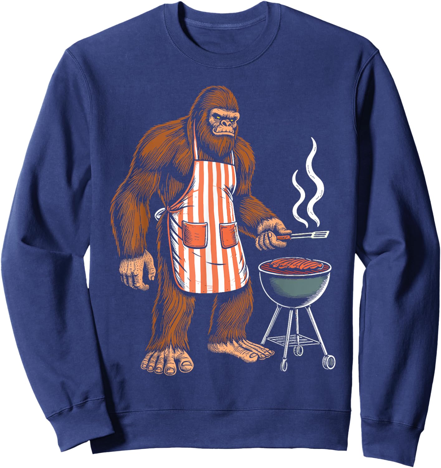 Bbq Men Funny Sasquatch Barbeque Bigfoot Bbq Sweatshirt - Sweatshirt | Navy
