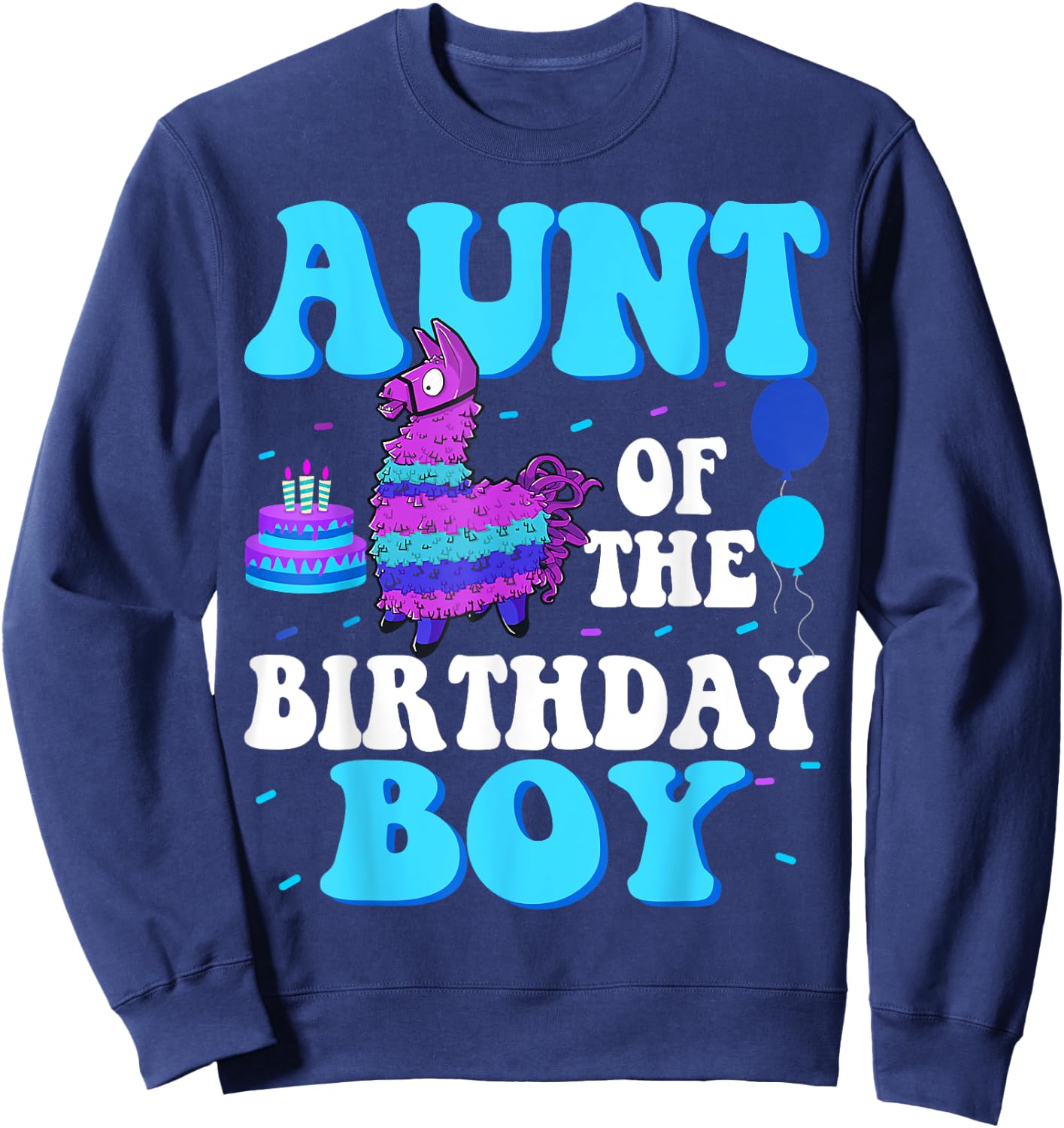 Aunt Of The Birthday Boy Llama Mom And Dad Family Party Sweatshirt - Sweatshirt | Navy