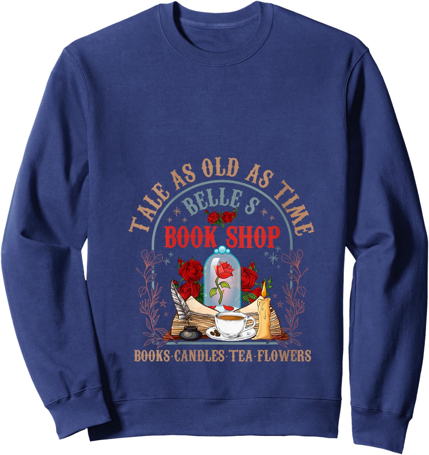 Tale As Old As Time Belle's Book Shop Book Coffee Book Lover V-Neck Sweatshirt - Sweatshirt | Navy