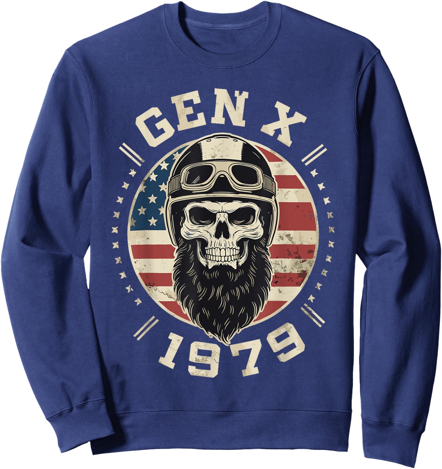 GenX 1979 Birthday FAFO Motorcycle Skull Motorcycle Sweatshirt - Sweatshirt | Navy