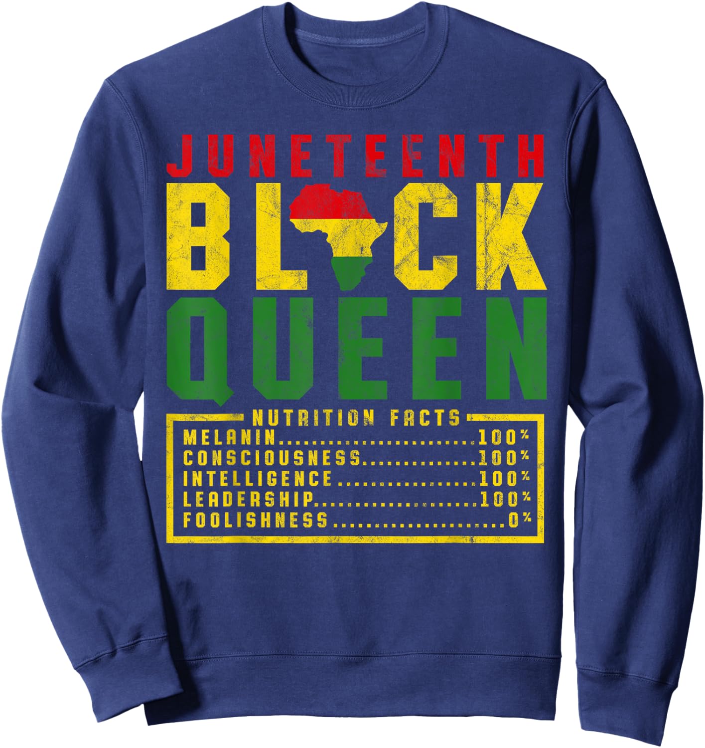 Juneteenth Women's Black Queen Diet Melanin Black Pride Sweatshirt - Sweatshirt | Navy