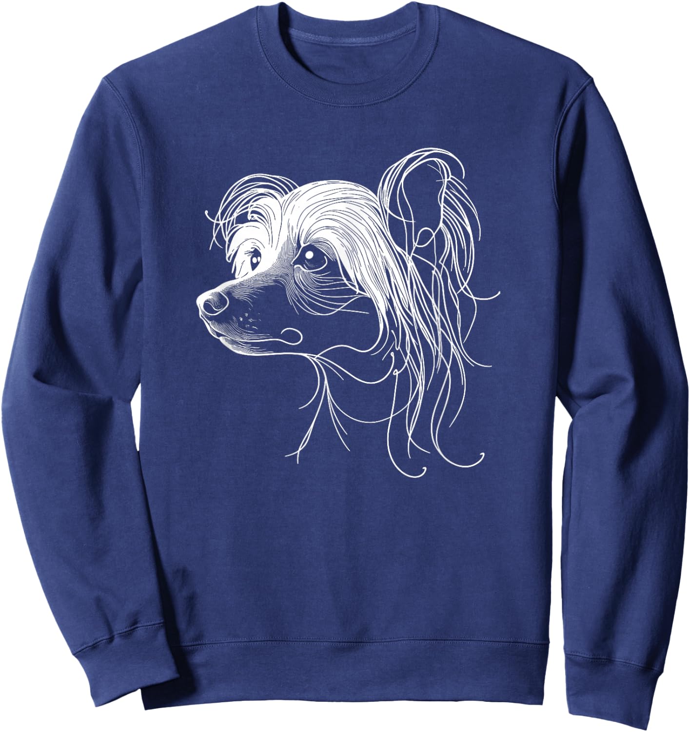 Line Art Chinese Crested Dog Crestie Sweatshirt - Sweatshirt | Navy