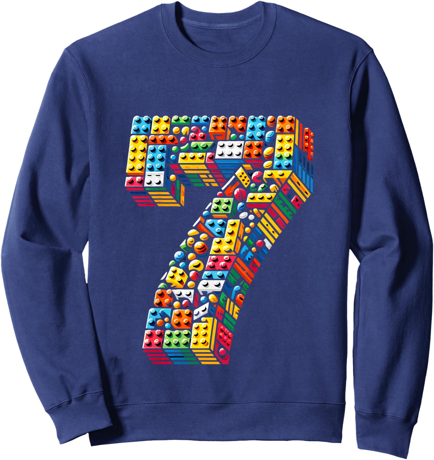 Kids 7 Year Old Blocks Building Master Builder 7th Birthday Boy Sweatshirt - Sweatshirt | Navy