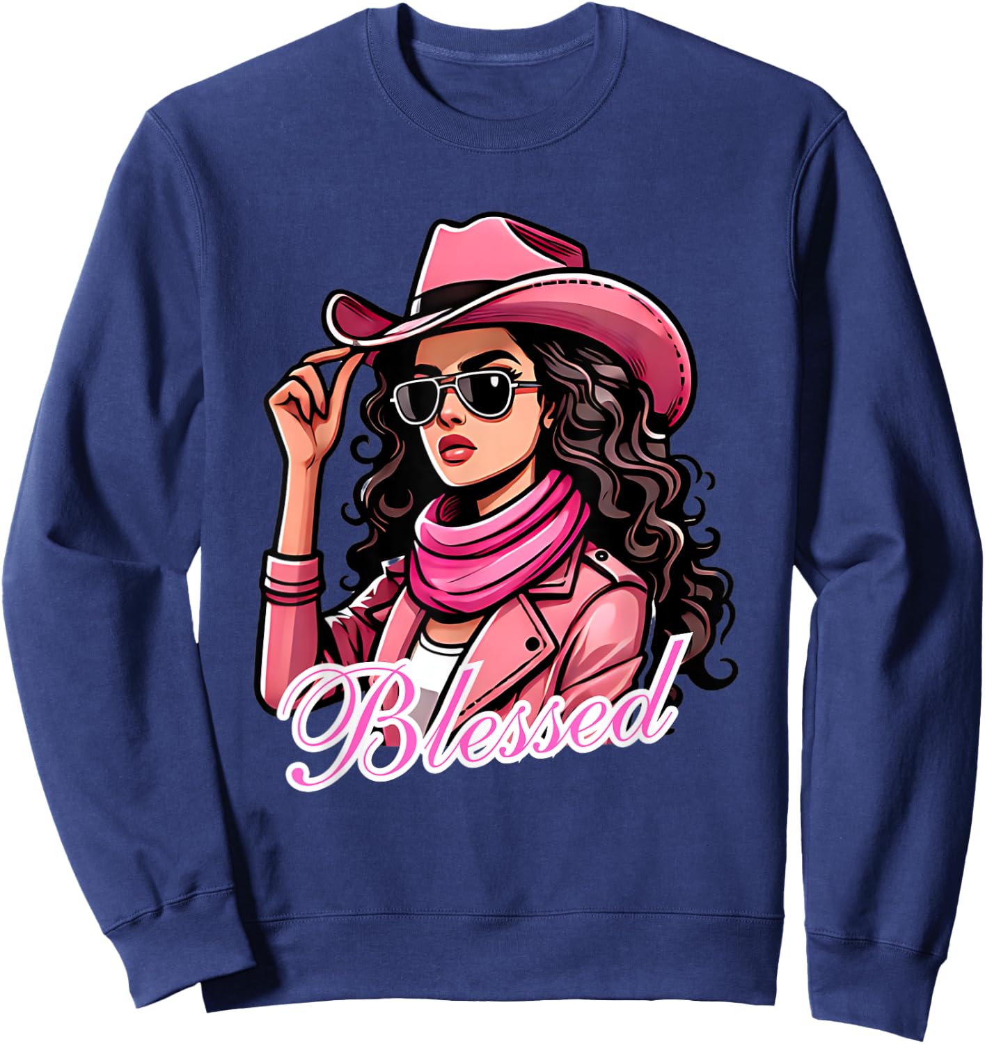 Blessed Black Cowgirl Western Swag African Christian Woman Sweatshirt - Sweatshirt | Navy