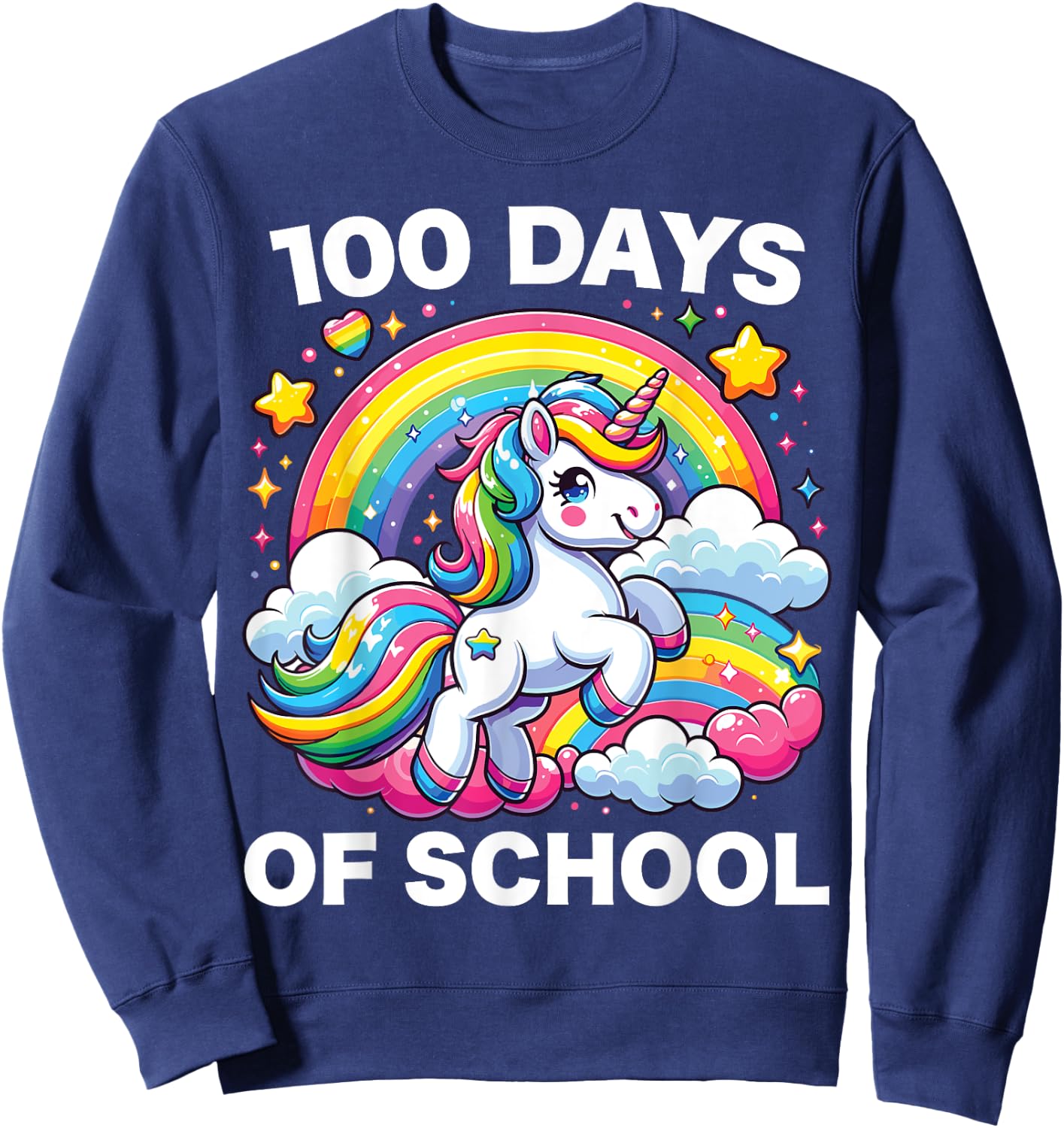 100 Days of School Unicorn Girls Teacher 100th Day of School Sweatshirt - Sweatshirt | Navy