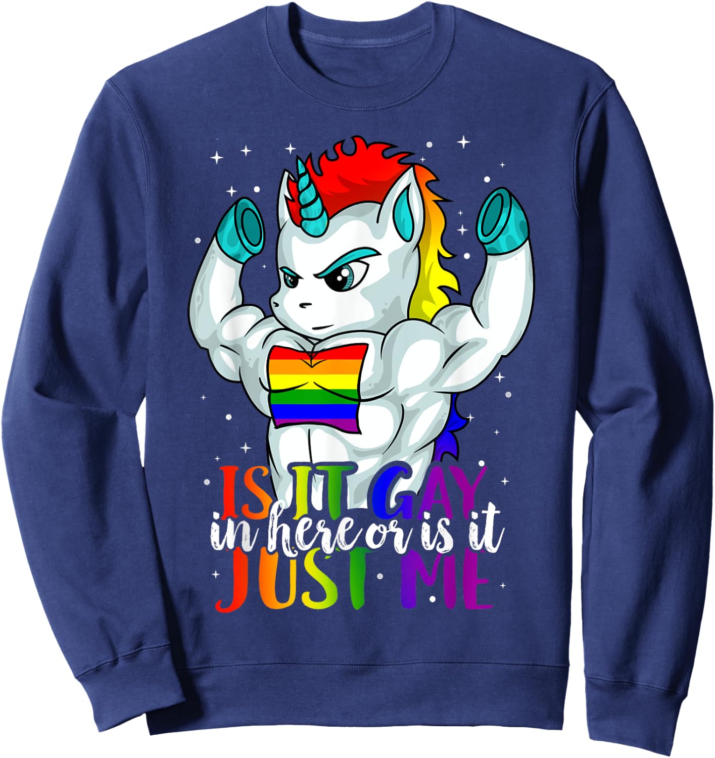 Gay as Fuck Pride Week Unicorn Lesbian Gay Sweatshirt - Sweatshirt | Navy