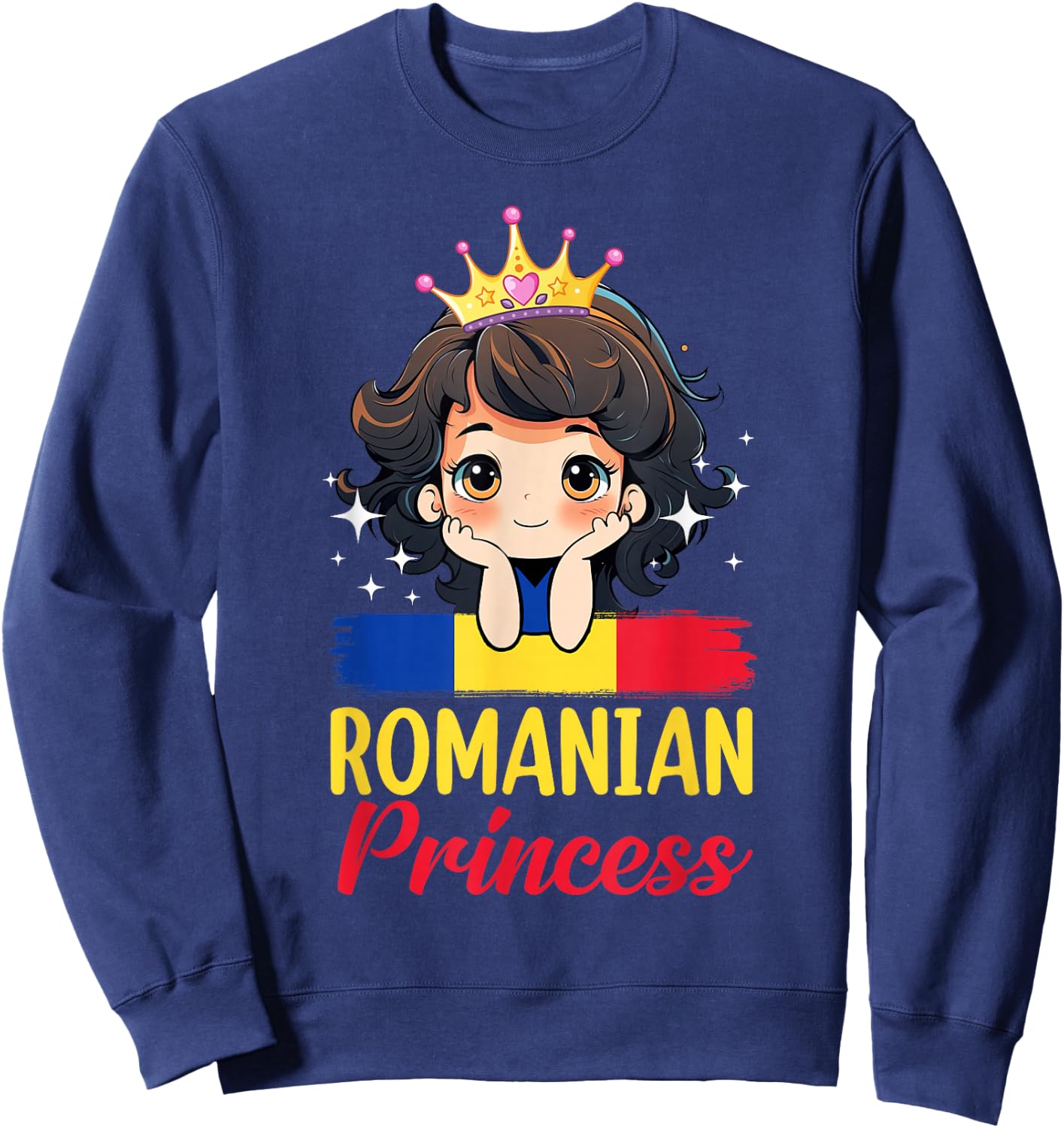 Romanian Princess Romania Girl Cute Romanian Flag Sweatshirt - Sweatshirt | Navy