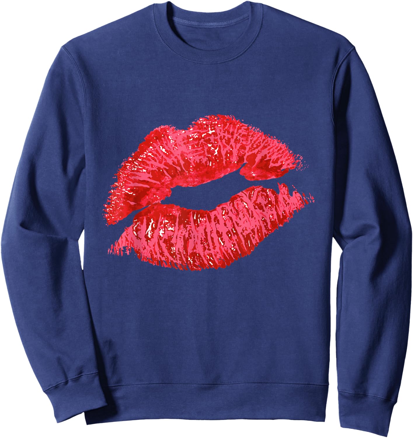 Sexy Lips Red Lipstick Kiss Sweatshirt - Sweatshirt | Navy