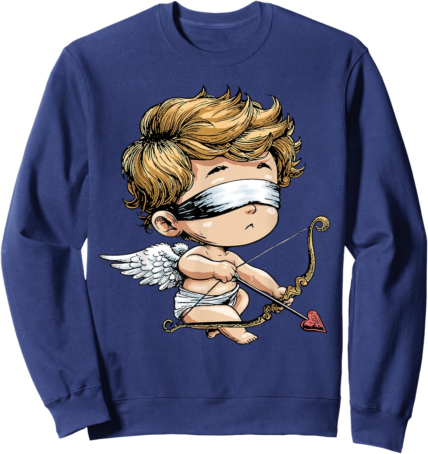 Angel Cupid Shirt Funny Love Blind Cupid Valentines Day Sweatshirt - Sweatshirt | Navy