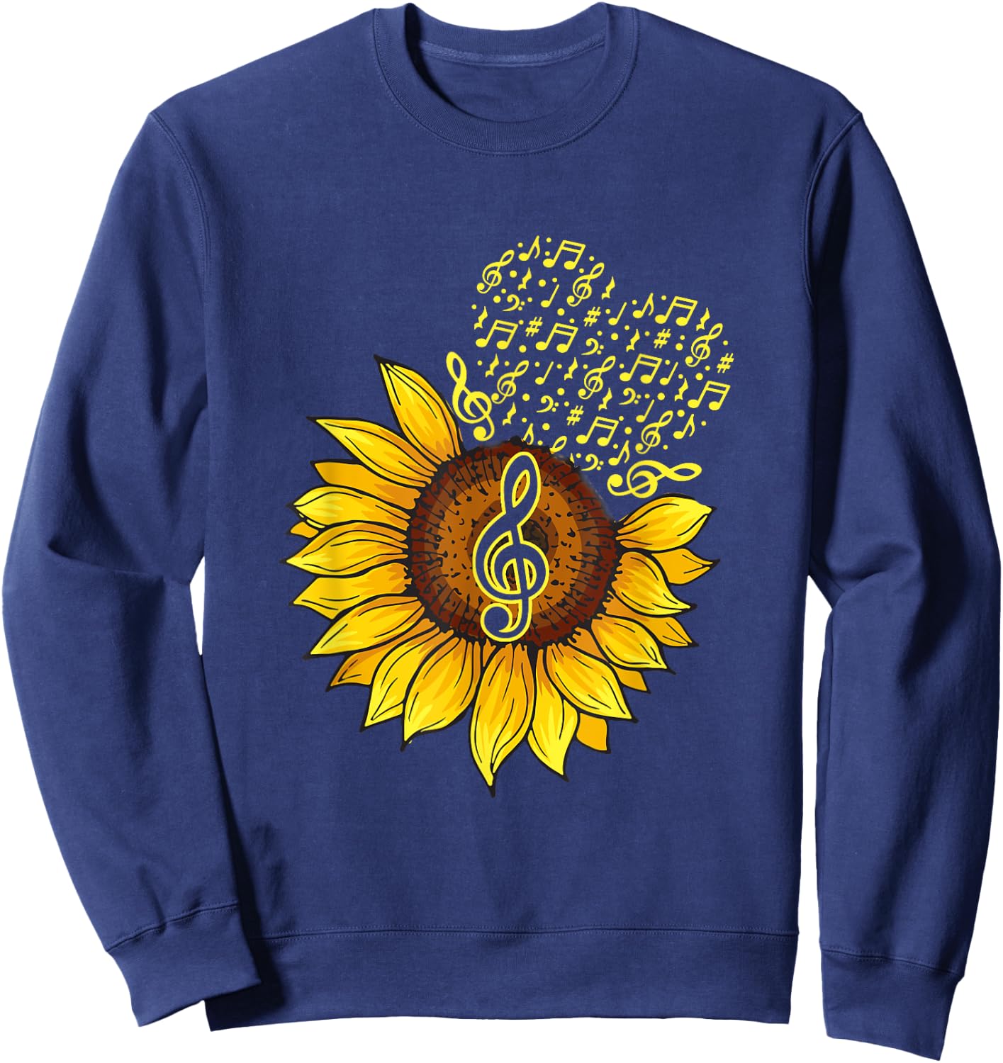 Musician Sunflower Heart Music Note Music Lovers Musical Sweatshirt - Sweatshirt | Navy