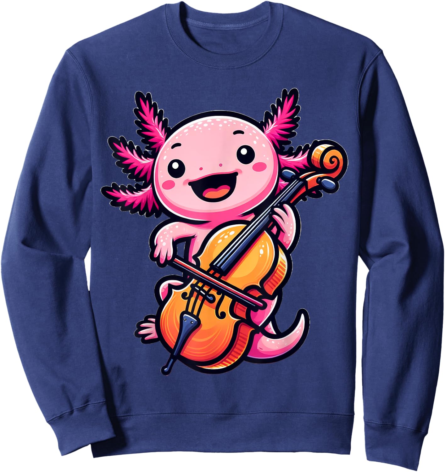 Axolotl Playing Cello Axolotls Musician Music Sweatshirt - Sweatshirt | Navy