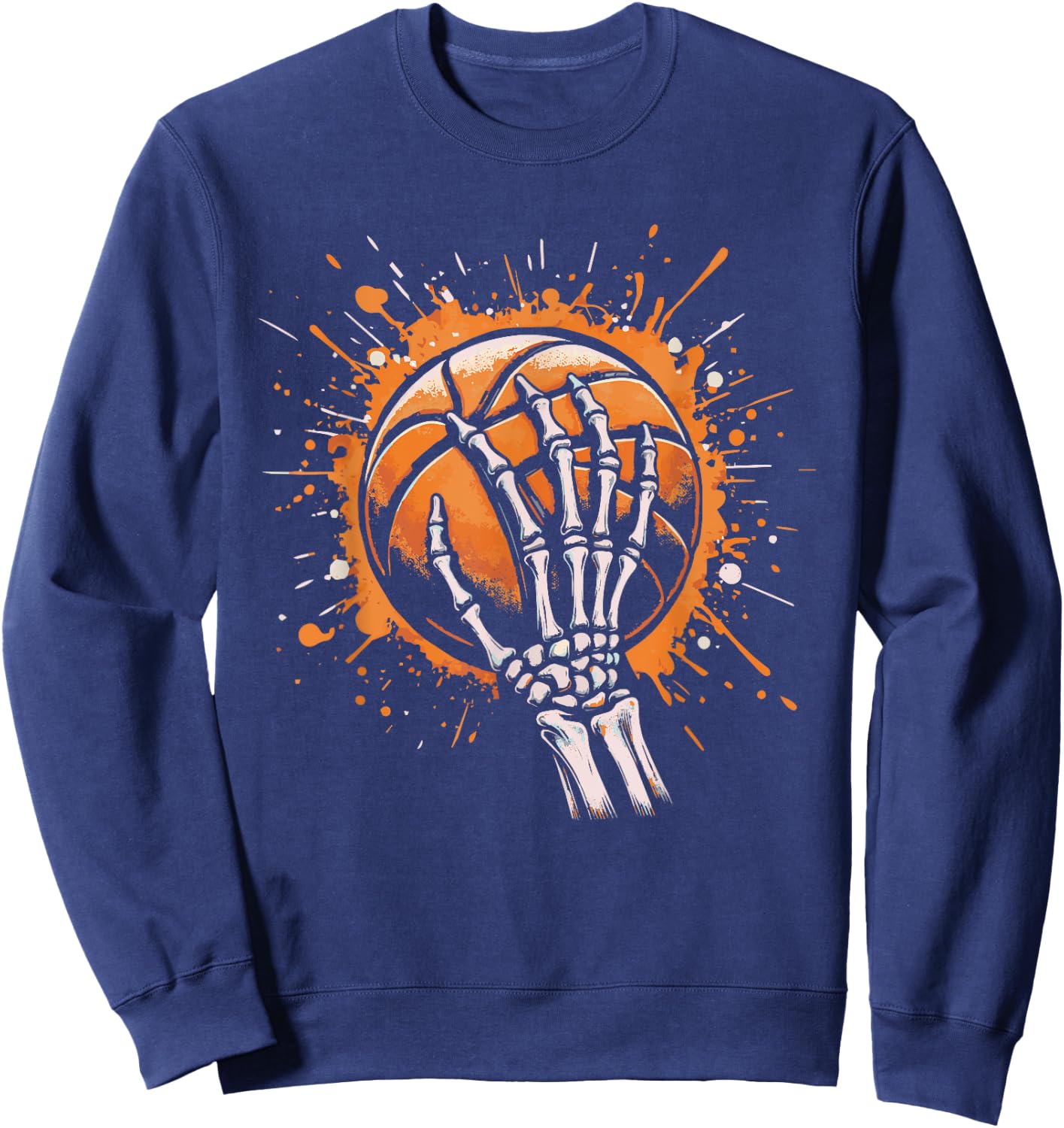 Skeleton Hand Holding Basketball Art Sweatshirt - Sweatshirt | Navy