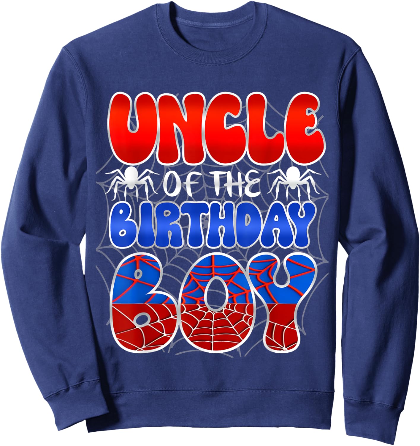 Uncle Of The Birthday Spider Web Boy Family Matching Sweatshirt - Sweatshirt | Navy