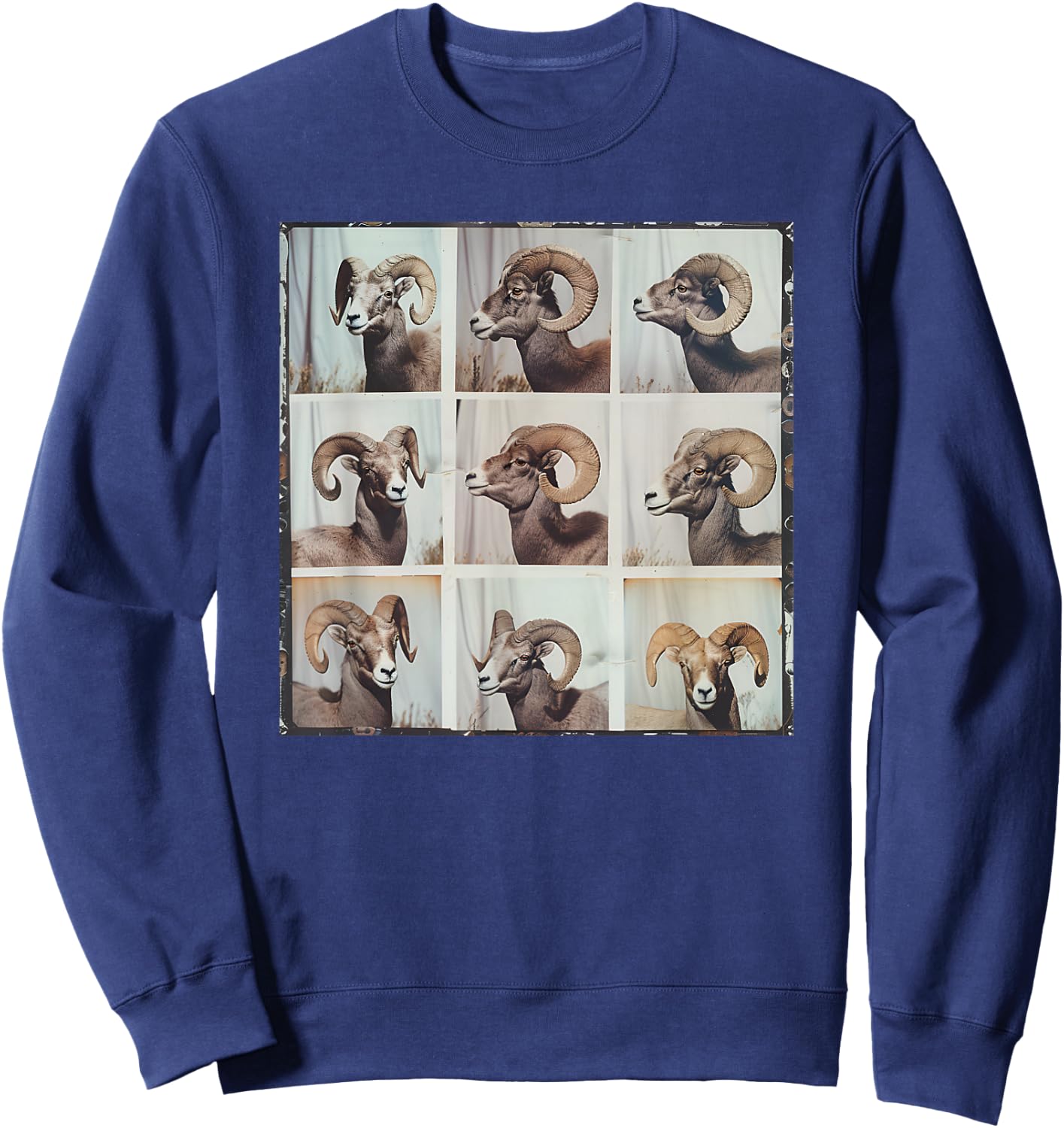 Bighorn Sheep Ram Mountain Sheep Funny Animal Photobooth Sweatshirt - Sweatshirt | Navy