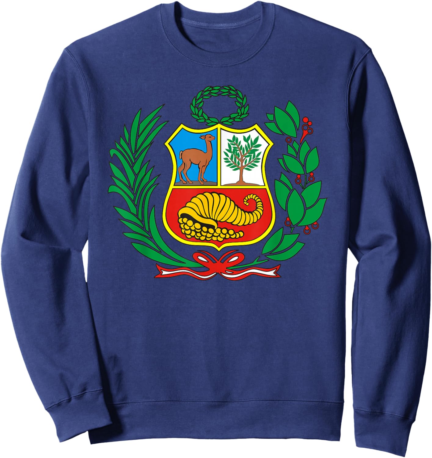 Peru Shirt Peruvian Escudo Coat of Arms Men Women Soccer Sweatshirt - Sweatshirt | Navy