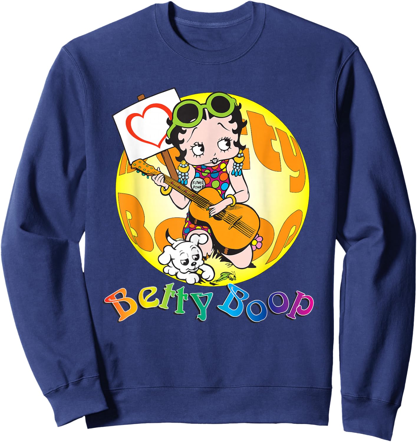 Betty Boop Groovy Guitar 70s Sweatshirt - Sweatshirt | Navy