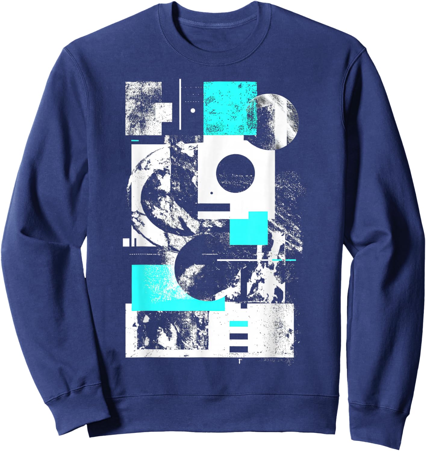 Minimalist Brutalist Geometric Gray Abstract Matrix Graphic Sweatshirt - Sweatshirt | Navy