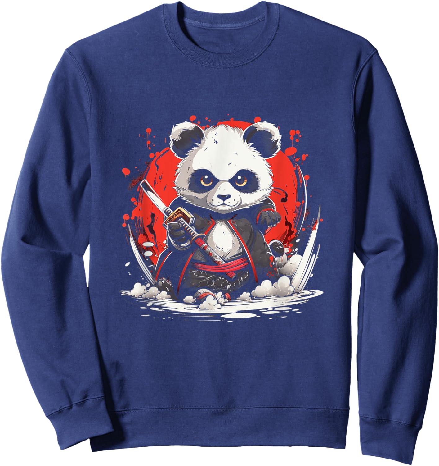 Japanese Art Panda Ninja Anime Style Japan Samurai Panda Sweatshirt - Sweatshirt | Navy