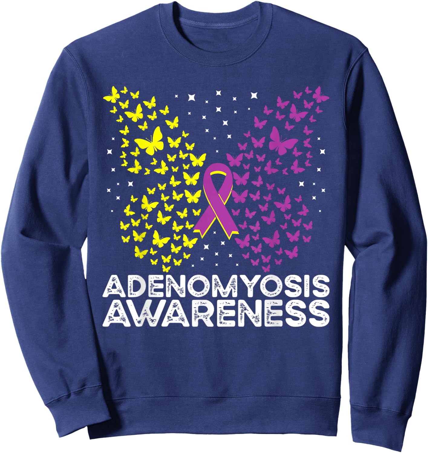 Adenomyosis Awareness Adenomyosis Butterfly Sweatshirt - Sweatshirt | Navy