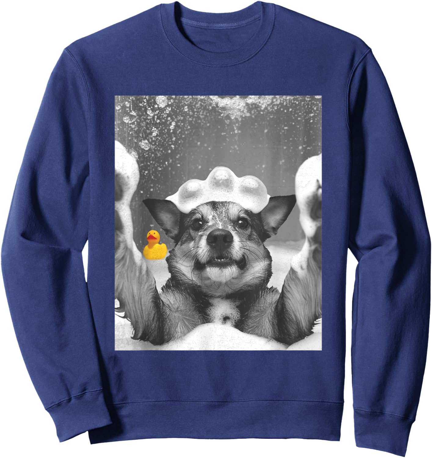 Dog Selfie in Bathtub Women Kids Sweatshirt - Sweatshirt | Navy