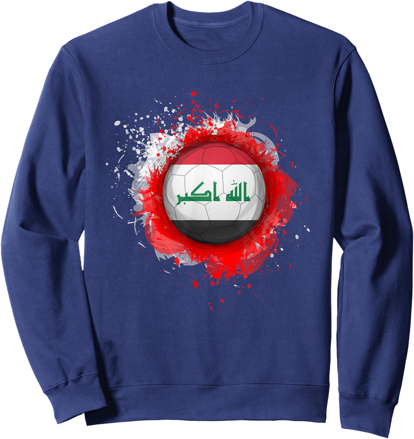 Proud Heritage Iraq Flag Soccer Ball Sweatshirt - Sweatshirt | Navy