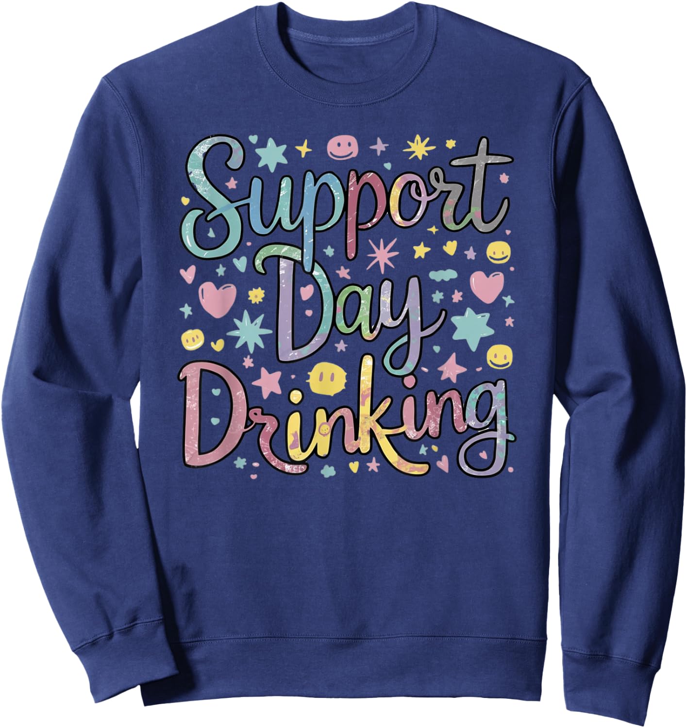 Support Day Drinking Vintage Retro Alcohol Pastel Vacation Sweatshirt - Sweatshirt | Navy